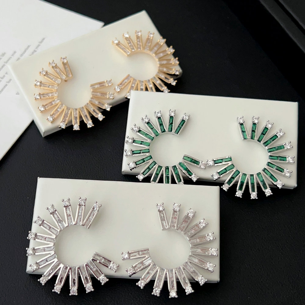 Pave fan earrings