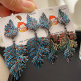 Pave color zircon leaf earrings