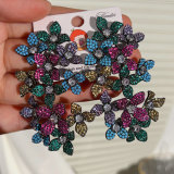 Pave flower chunky earrings