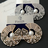 Pave zircon round earrings
