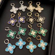 Pave zircon clover earrings