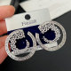 Pave zircon round flower earrings