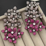 Pave chunky red flower earrings