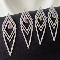 Pave fine arrow earrings