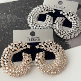 Pave zircon flower earrings