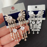 Fine zircon flower earrings