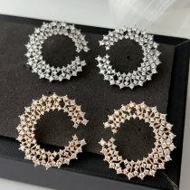 Pave fine zircon flower earrings