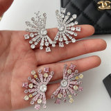 Pave zircon fine flower earrings