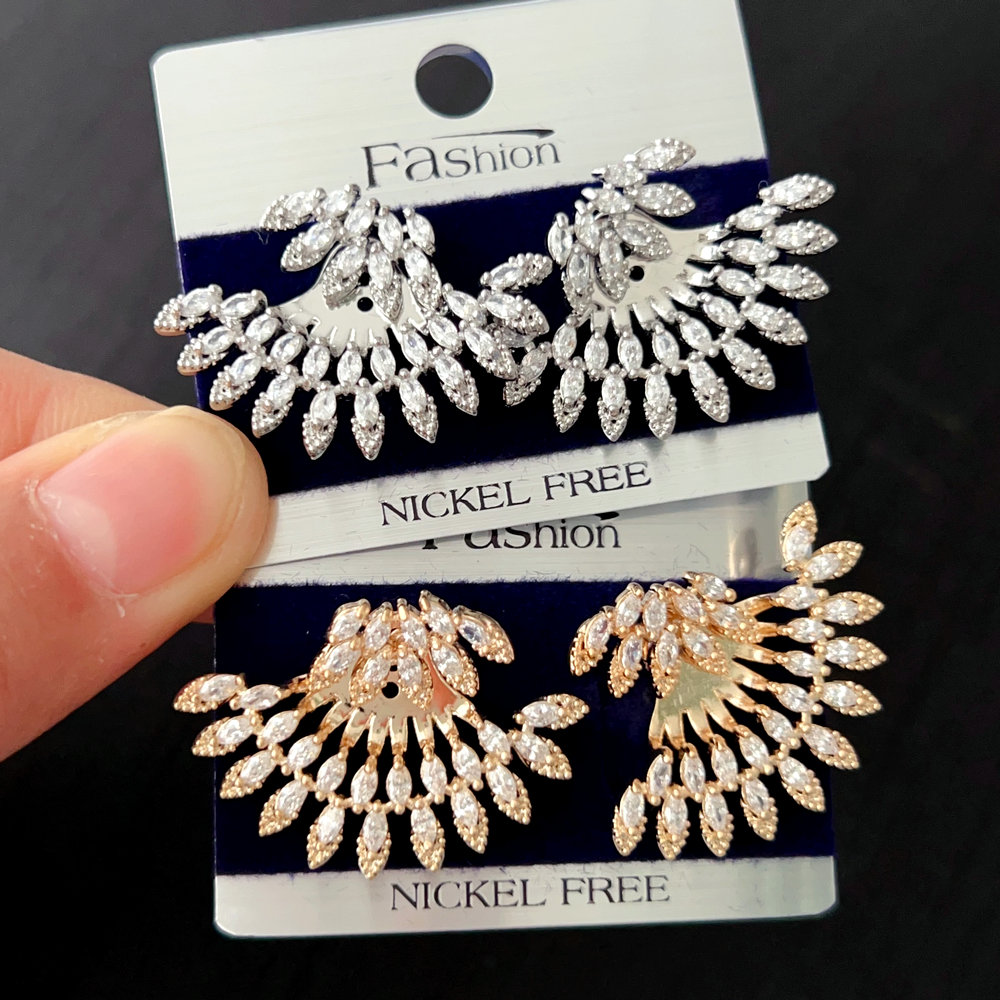 Fine pave zircon flower earrings