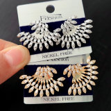 Fine pave zircon flower earrings