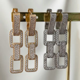 Pave zircon chain long earrings