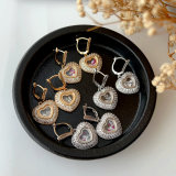 Pave heart drop earrings