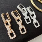 Pave zircon chain long earrings