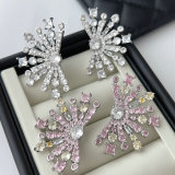 Pave zircon fine flower earrings