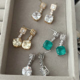 Fine zircon square earrings