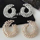 Pave zircon flower earrings