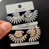 Fine pave zircon flower earrings