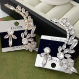 Fine pave zircon flower earrings