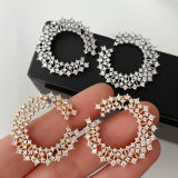 Pave fine zircon flower earrings