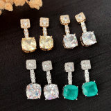 Fine zircon square earrings