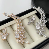 Fine pave zircon flower earrings