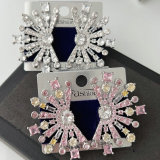 Pave zircon fine flower earrings