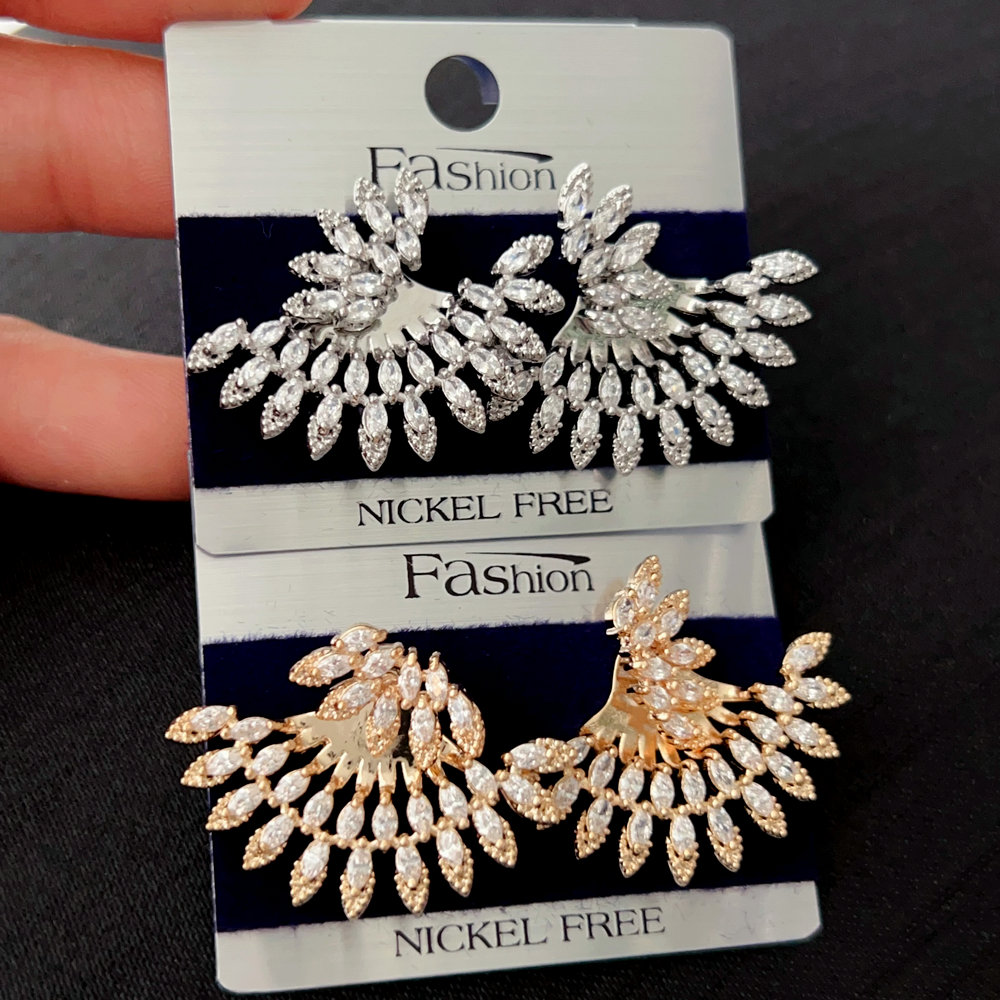 Fine pave zircon flower earrings