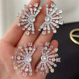 Pave zircon fine flower earrings