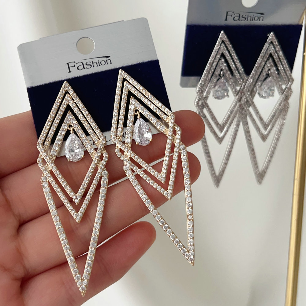 Fine pave arrow earrings