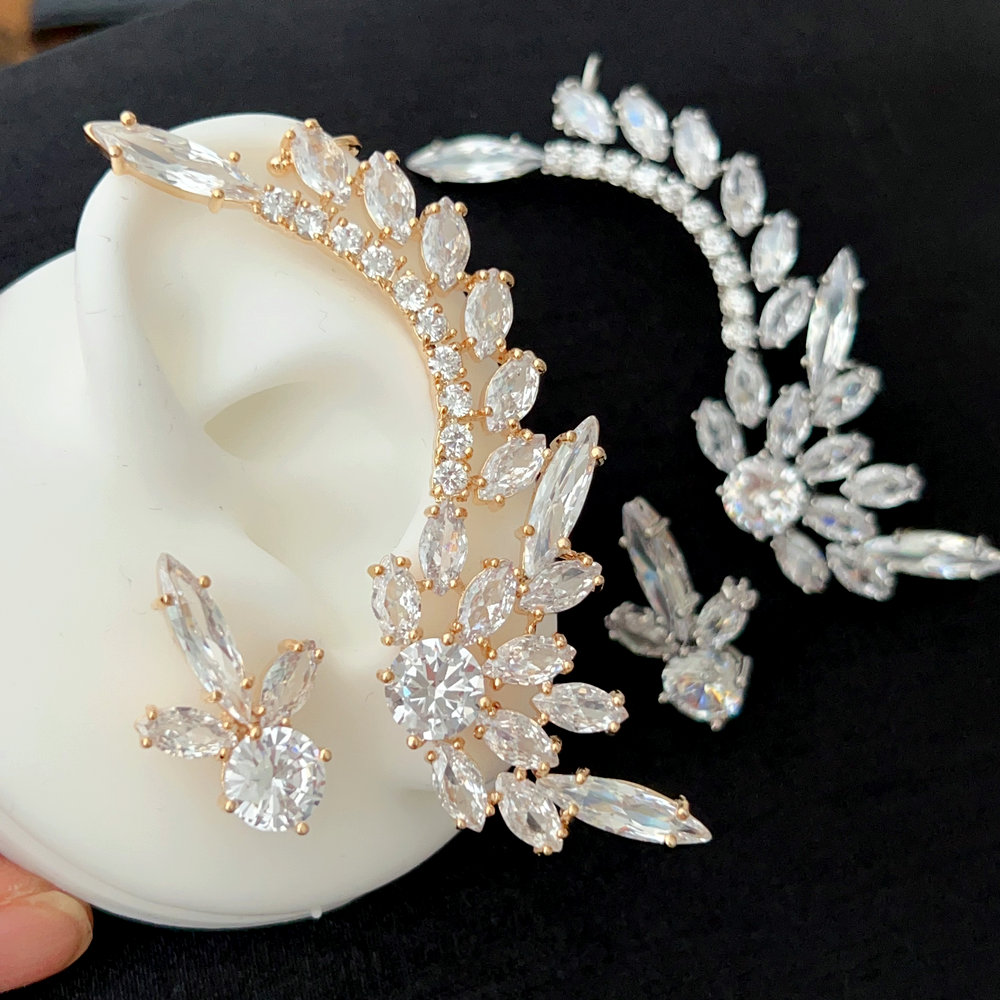 Fine pave zircon flower earrings