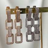Pave zircon chain long earrings