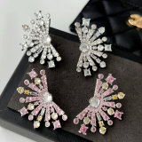 Pave zircon fine flower earrings
