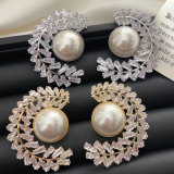 Pave leaf earrings