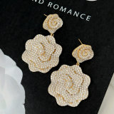 Pave zircon flower earrings