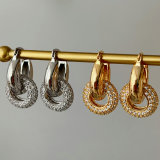 Pave zircon round charm earrings