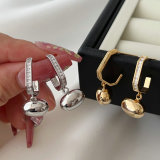 Pave gold bead drop earrings