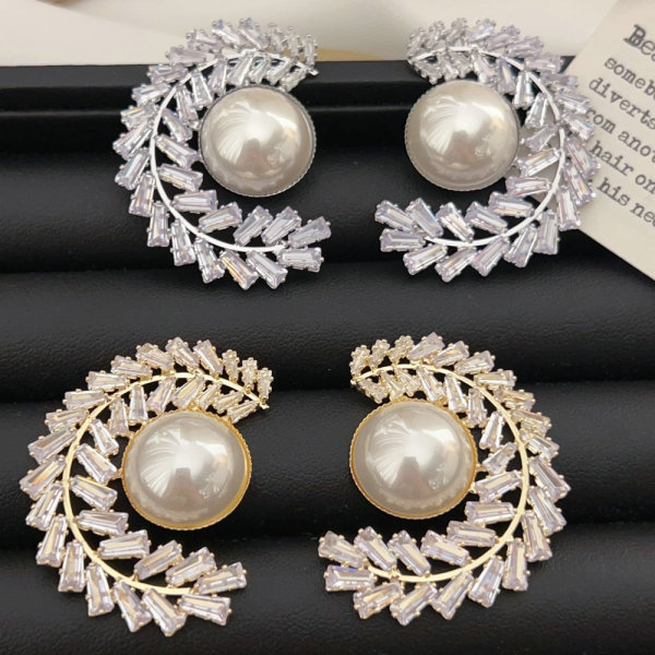 Pave leaf earrings