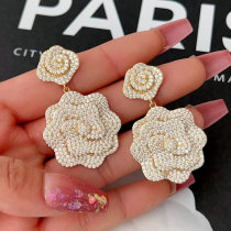 Pave zircon flower earrings