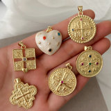 Pave heart cross charm