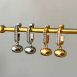 Pave gold bead drop earrings