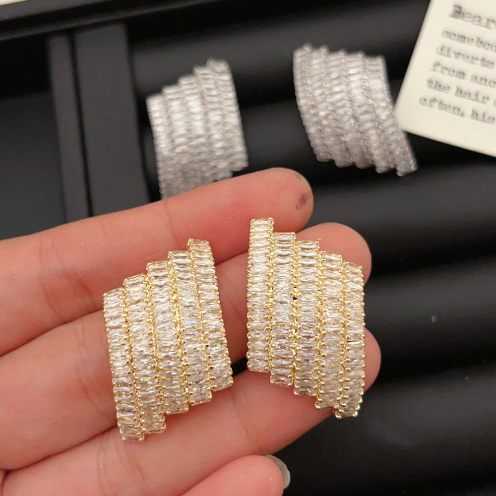 Pave fan earrings