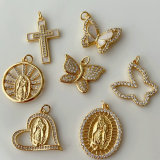 Pave cross butterfly charm