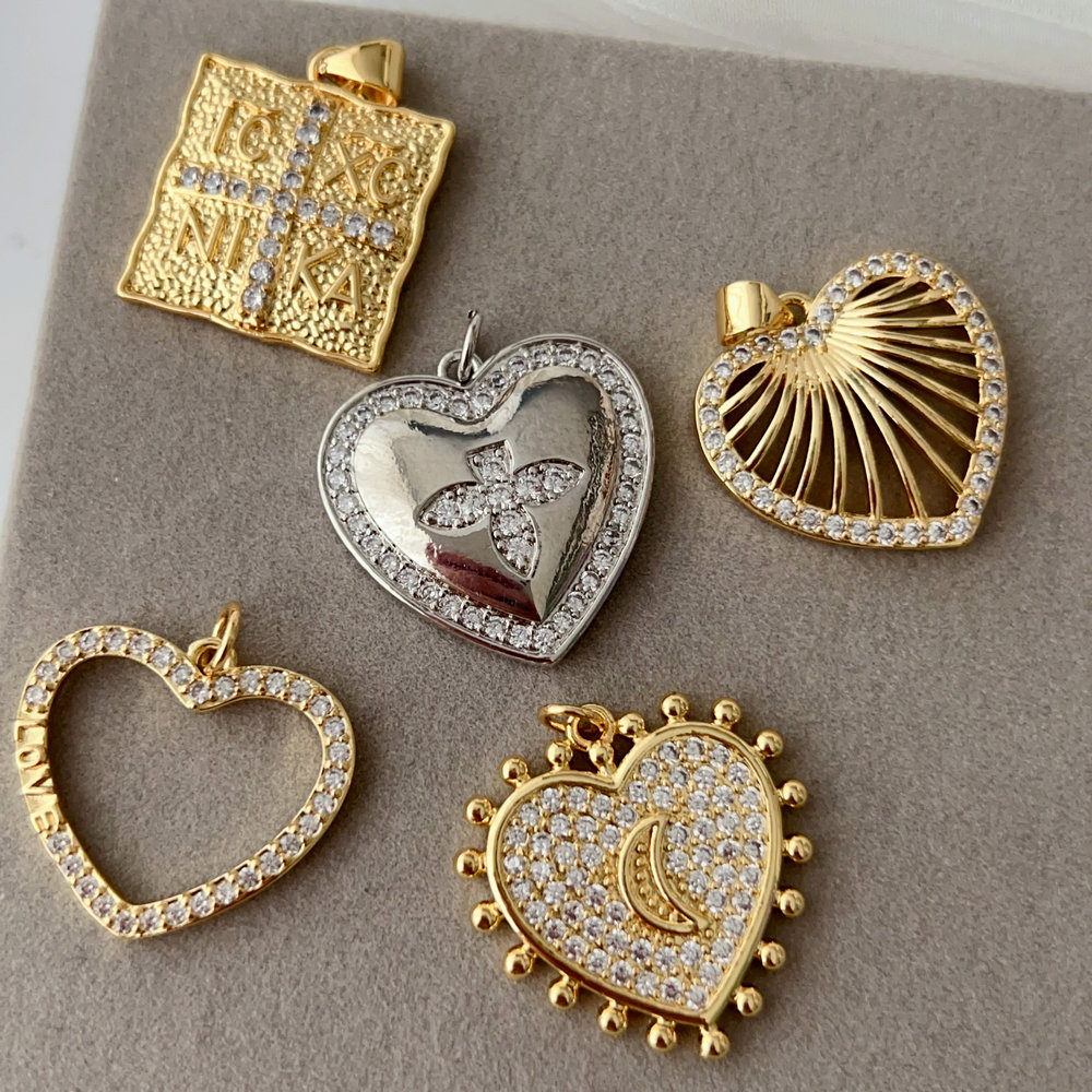 Pave heart charm