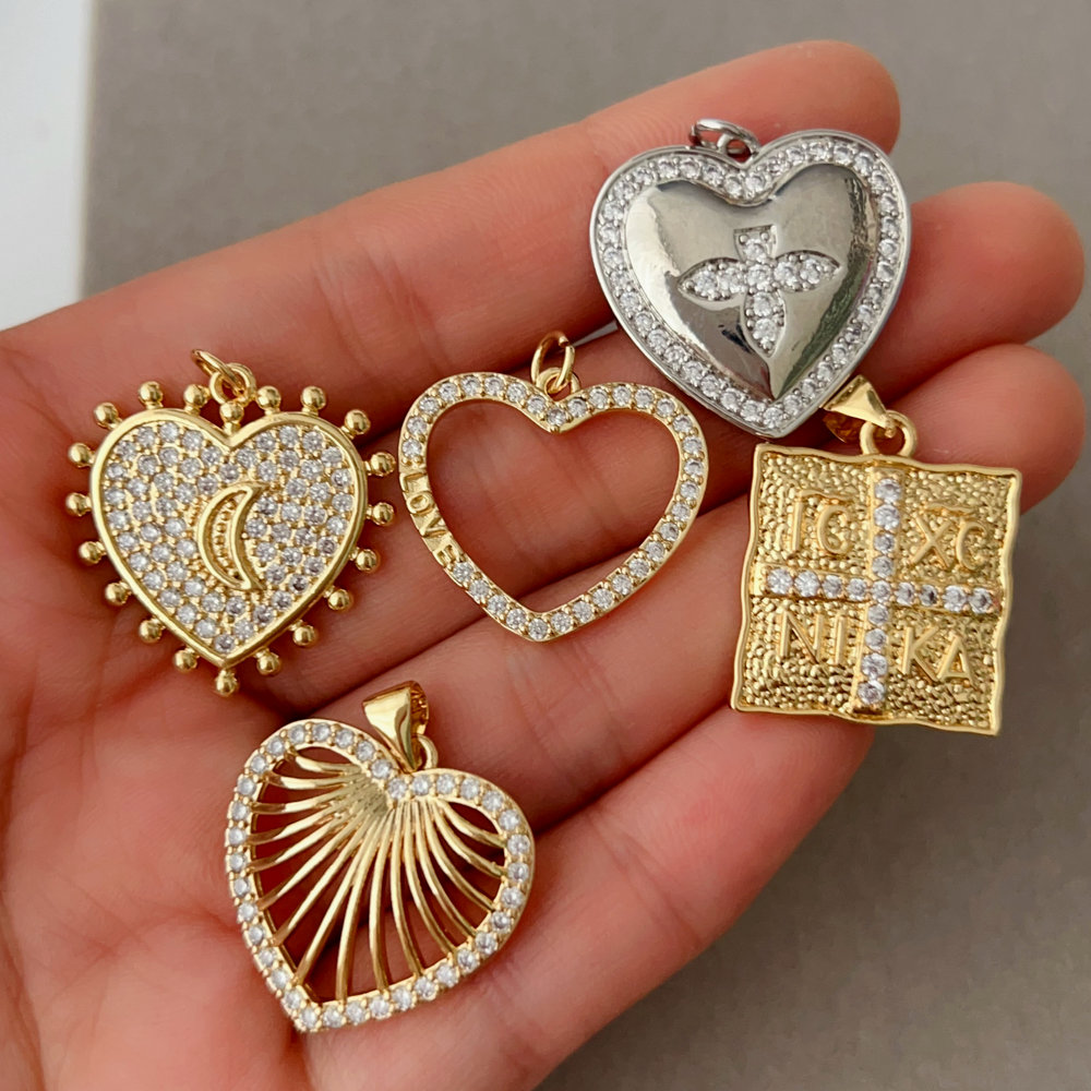Pave heart charm