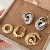Pave zircon round charm earrings