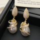 Pave s shape pearl earrings