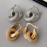 Pave zircon round charm earrings