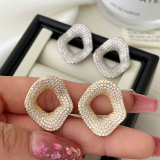 Pave lotus leaf earrings