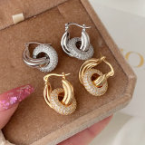 Pave zircon round charm earrings