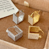 Pave zircon square earrings